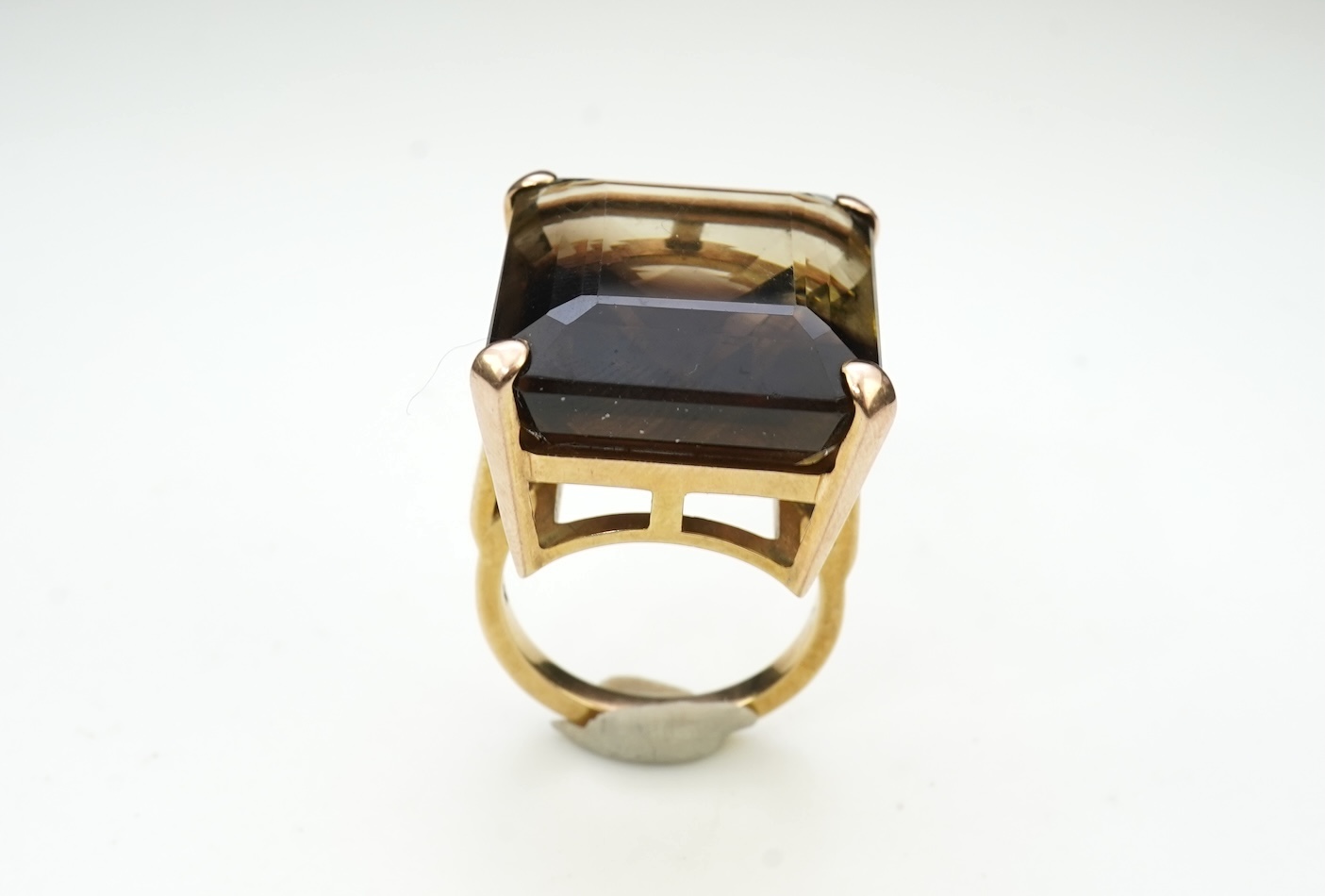 A smoky quartz cocktail ring